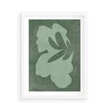 Plakat w ramie 50x70 - Kształty Zieleni - abstrakcyjny kształt, zielony plakat - rama biała