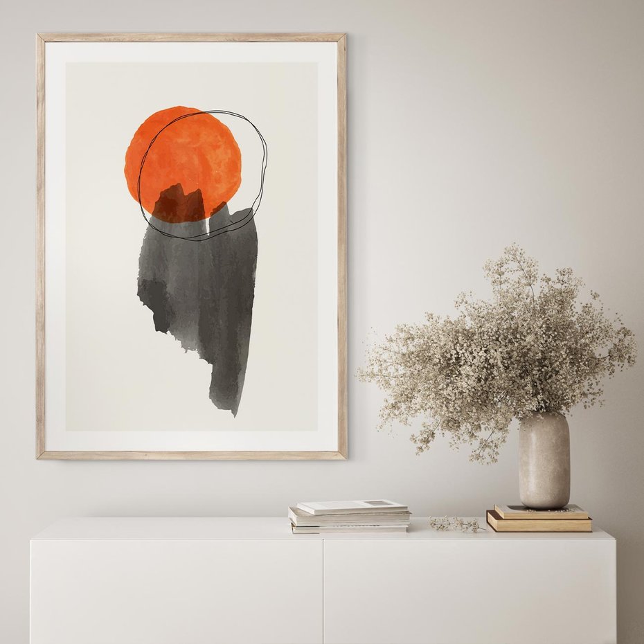 Plakat w ramie 50x70 - Księga Form - abstrakcyjne nieregularne plamy, czarny - rama drewno