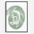 Obraz w ramie 70x100 - Zielony Świat Odpoczynku - abstrakcyjny zielony motyw, skandynawski design - rama czarna