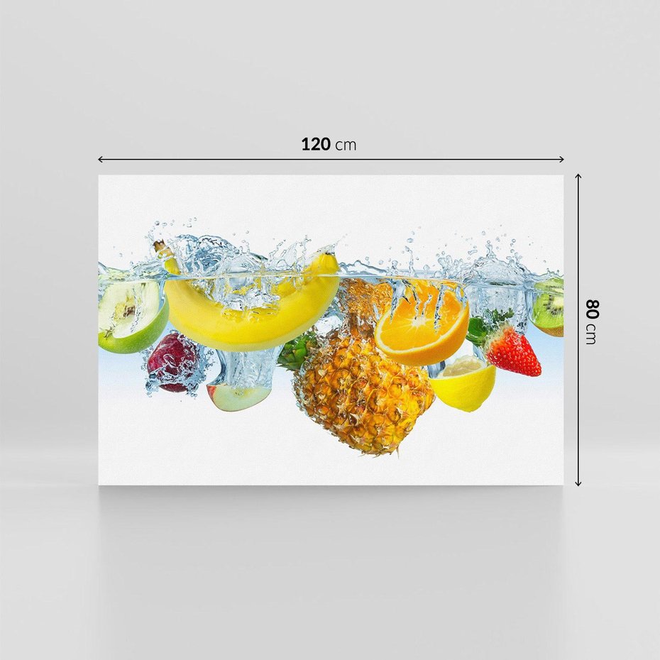 Obraz na płótnie 120x80 - Owoce w tropikalnym klimacie - owoce, woda