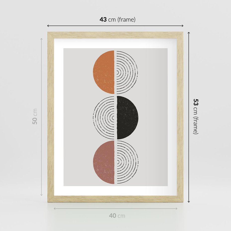 Plakat w ramie 40x50 - Eksperymenty z Geometrią - geometryczny plakat, sztuka nowoczesna - rama drewno