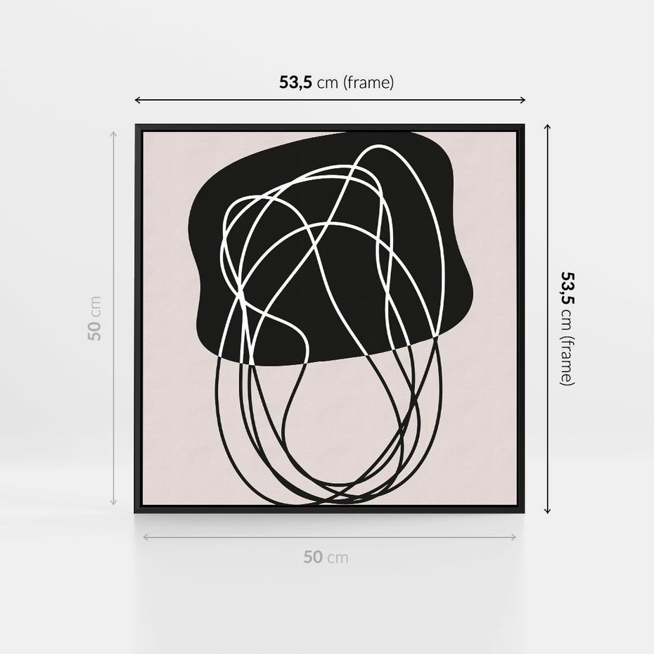 Obraz w ramie 50x50 - Abstrakcyjne Harmonie - abstrakcyjne szkicowane linie, minimalizm - rama czarna