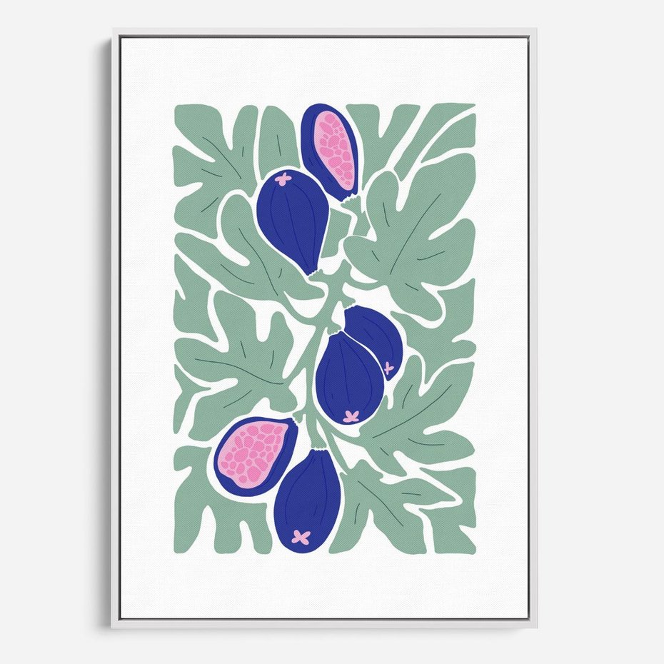 Obraz w ramie 70x100 - Figi Fioletu - figi, sztuka nowoczesna - rama biała