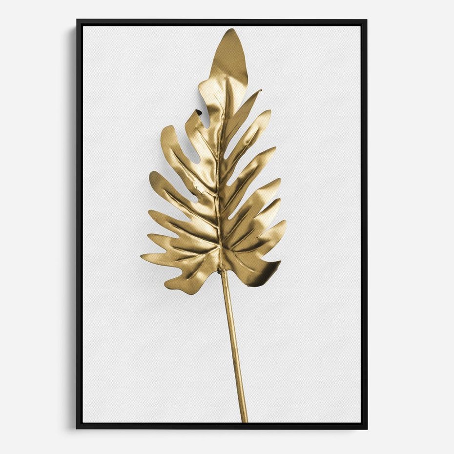 Obraz w ramie 50x70 - Ponadczasowy Urok - złote, liście - rama czarna