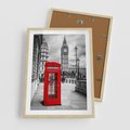 Plakat w ramie 50x70 - Budka telefoniczna w Londynie - budka, Londyn - rama drewno