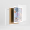 Plakat w ramie 30x40 - Migocące Pastelowe Spektrum - abstrakcyjne akwarelowe plamy, pastele - rama biała