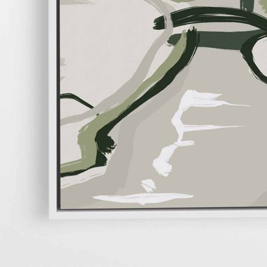 Obraz w ramie 80x120 - Leśny Zakątek - pastelowy krajobraz, nowoczesny plakat - rama biała