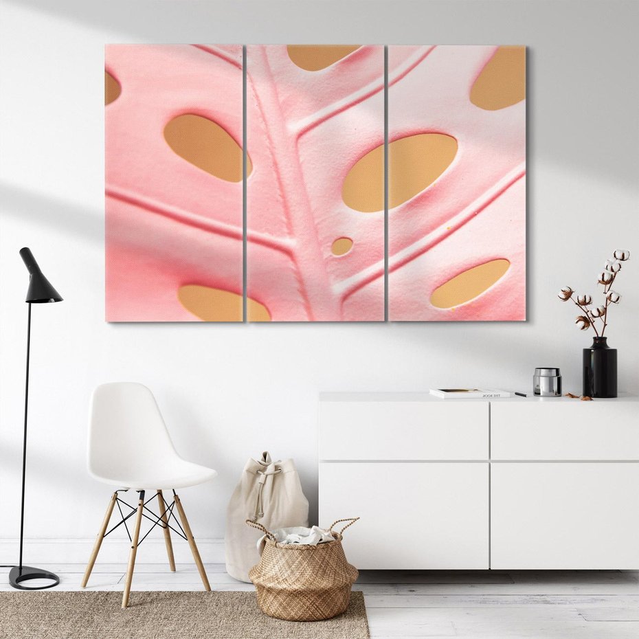 Obraz na płótnie 120x80 - Różowa monstera w pełnym rozkwicie - różowa, monstera