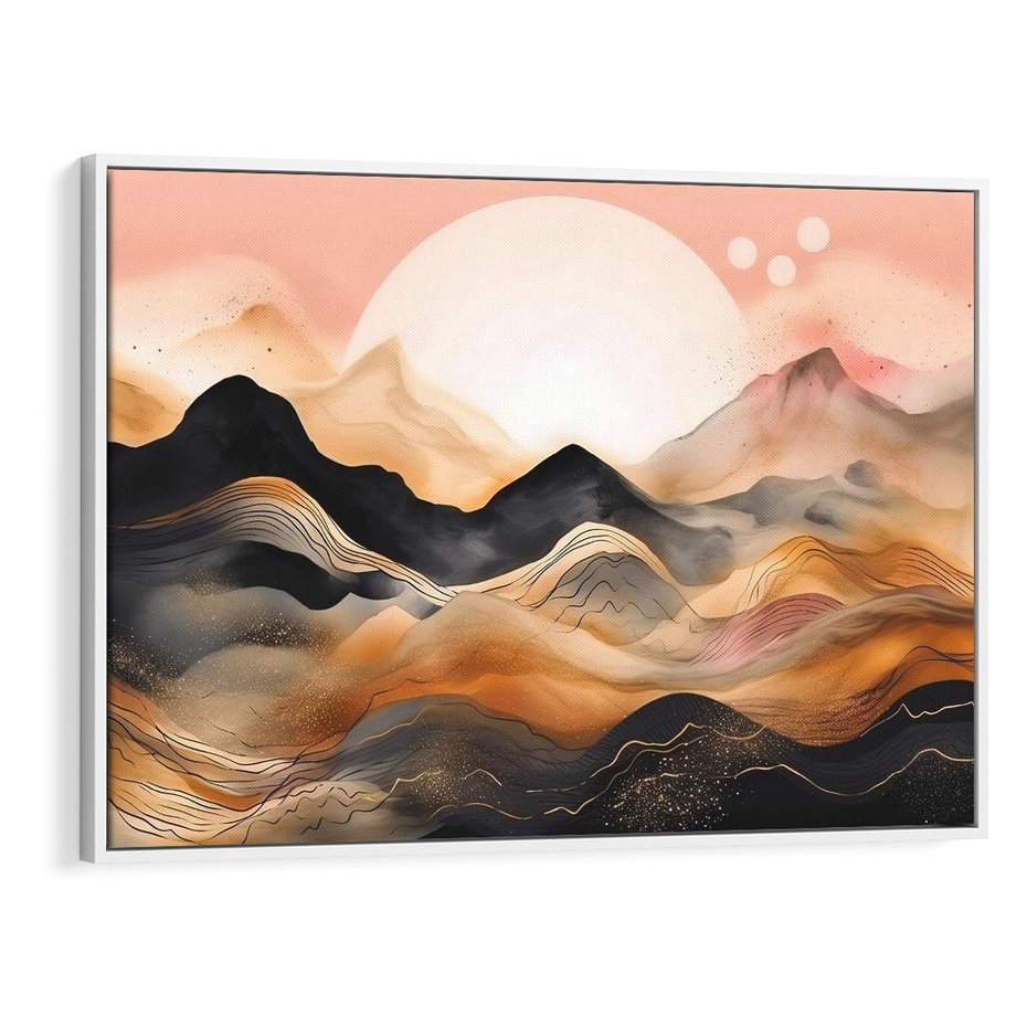 Obraz w ramie 120x80 - Grafika Zachodu - nowoczesna grafika, odcienie pastelowe - rama biała