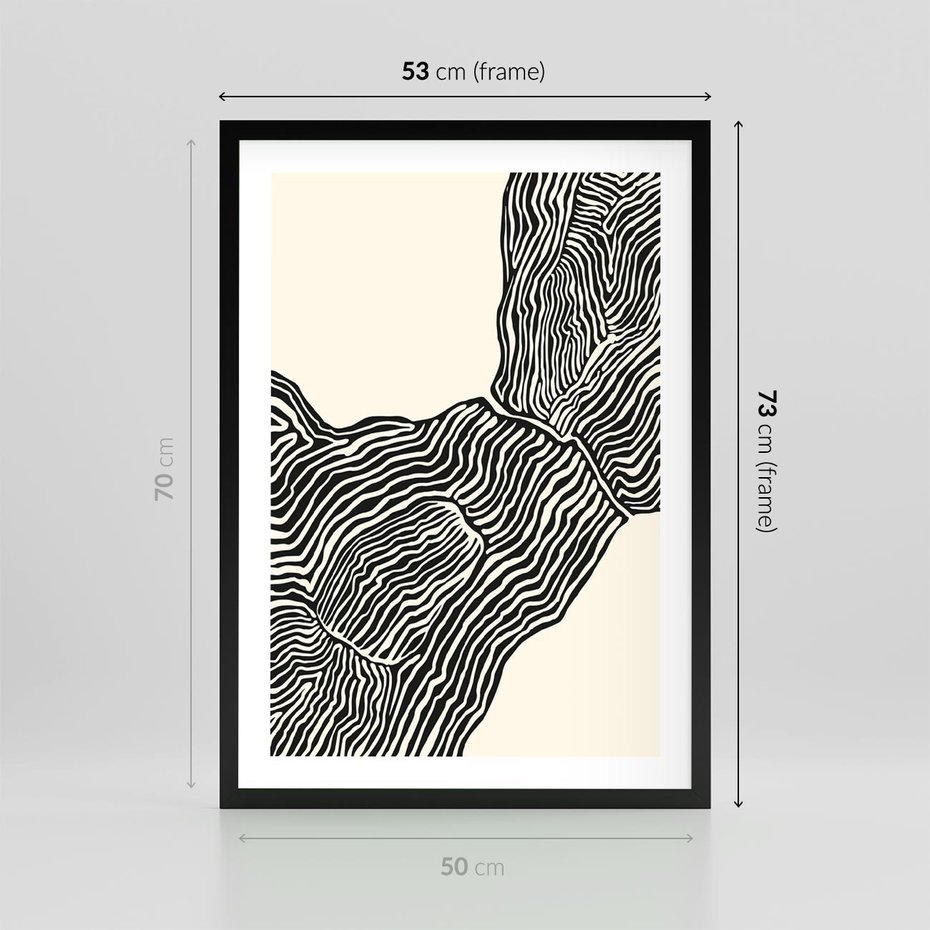 Plakat w ramie 50x70 - Migoczące Kontury - boho plakat, rycina - rama czarna