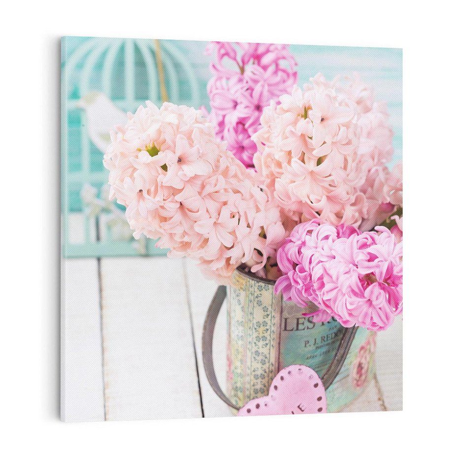 Obraz na płótnie 70x70 - Kwiatowa harmonia hiacyntów - kwiaty, hiacynty