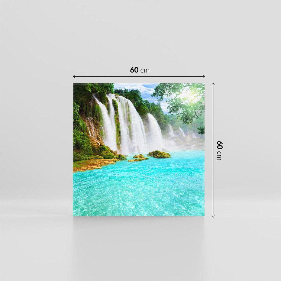 Obraz na płótnie 60x60 - Magia wodospadu - mistyczna dżungla - wodospad, dżungla