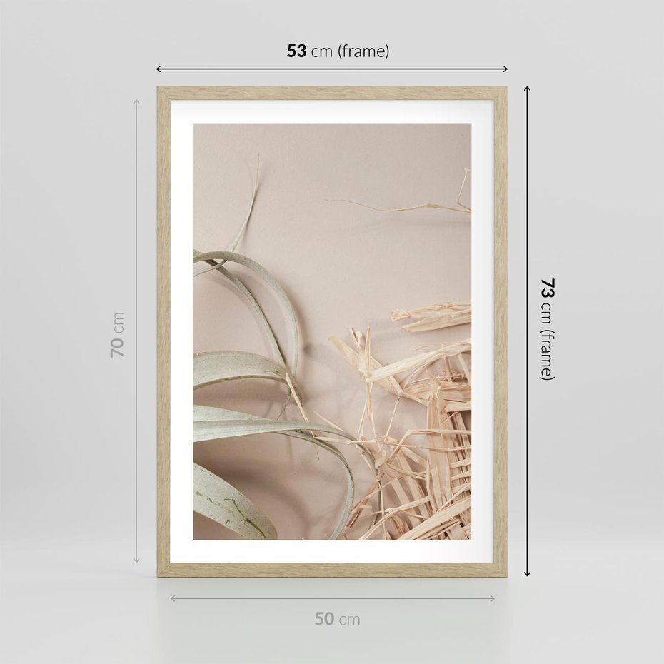 Plakat w ramie 50x70 - Boho urok suchych liści - suche, liście - rama drewno