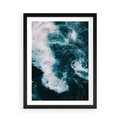 Plakat w ramie 50x70 - Fale w Odcieniach Turkusu - ocean, fale - rama czarna
