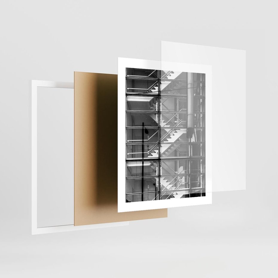 Plakat w ramie 40x50 - Schody do architektonicznej przestrzeni - schody, architektura - rama biała
