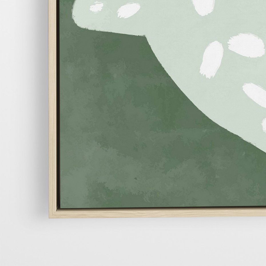 Obraz w ramie 50x70 - Migotliwe Wibracje Zieleni - zielony plakat, abstrakcja przypominająca rybę - rama drewno