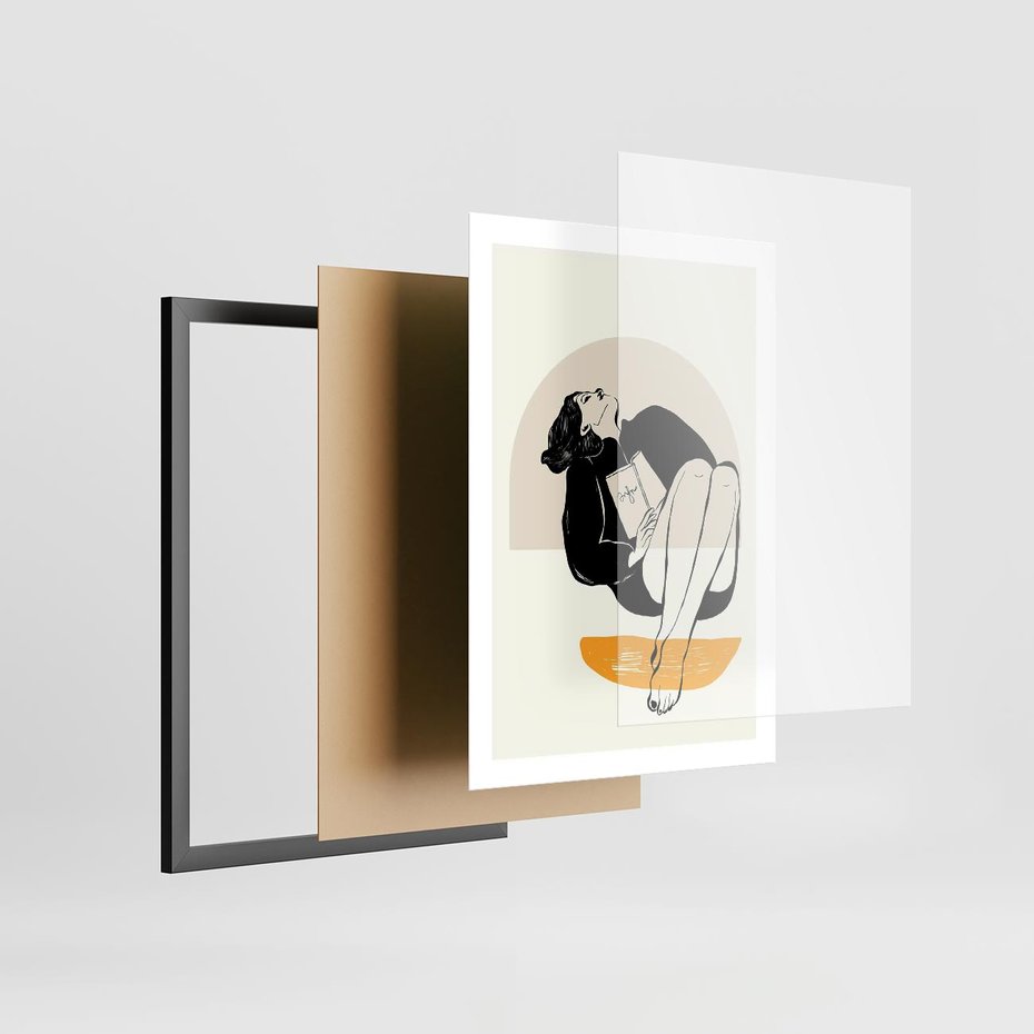 Plakat w ramie 50x70 - Kształt Kobiecego Portretu - grafika, kobieta - rama czarna