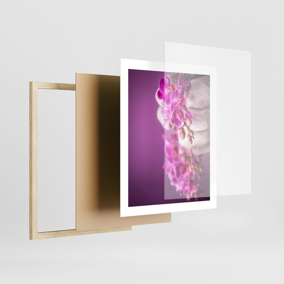 Plakat w ramie 40x50 - Relaksująca orchidea w spa - spa, orchidea - rama drewno