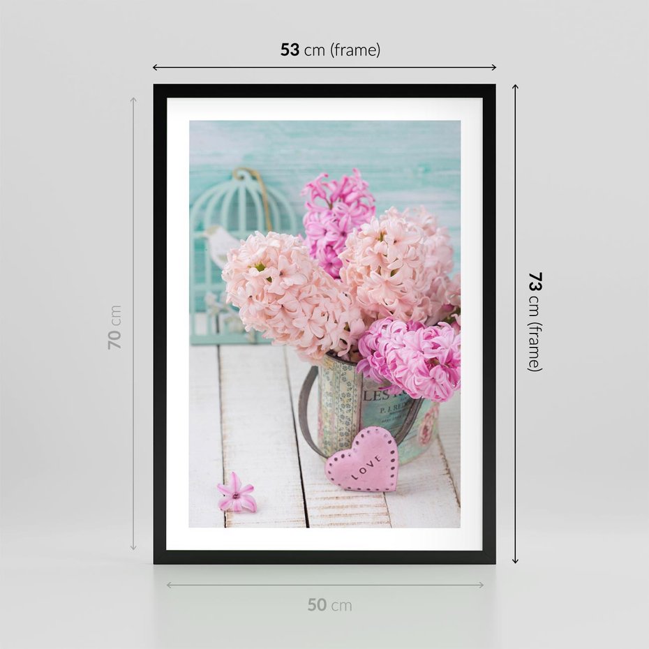 Plakat w ramie 50x70 - Kwiatowa harmonia hiacyntów - kwiaty, hiacynty - rama czarna