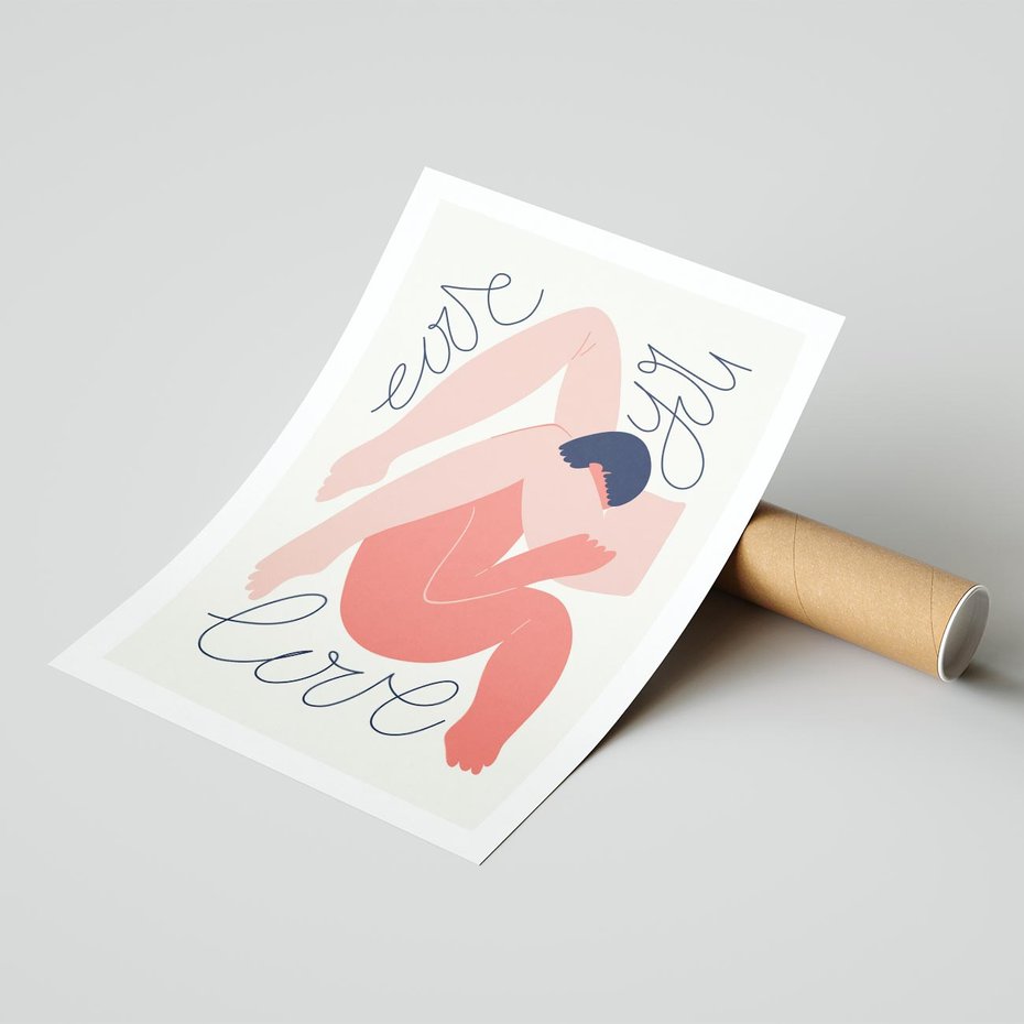 Plakat bez ramy 21x30 - Dźwięk ciszy na płótnie - para zakochanych, graficzny obraz