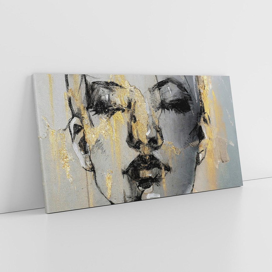 Obraz na płótnie 100x50 - Kobieta - Abstrakcyjne Malowidło - złote, usta abstrakcja