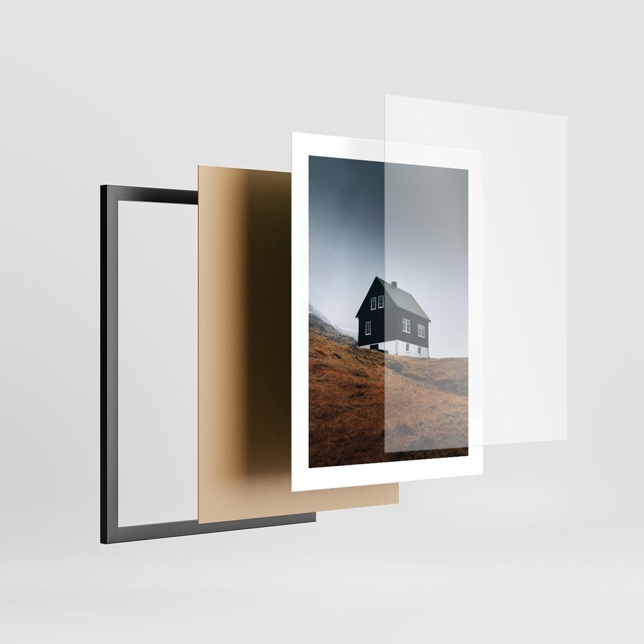 Plakat w ramie 30x40 - Ciepło i Przytulność - skandynawski, domek - rama czarna