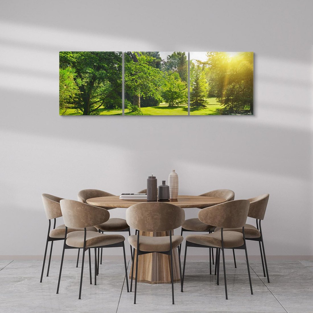 Obraz na płótnie 120x40 - Ogród: urok drzew i roślinności - ogród, drzewa