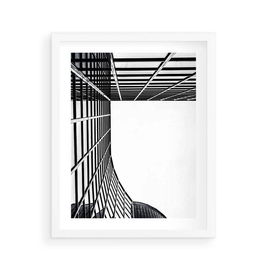 Plakat w ramie 40x50 - Minimalizm Wysokości - architektura, czarno białe zdjęcie - rama biała