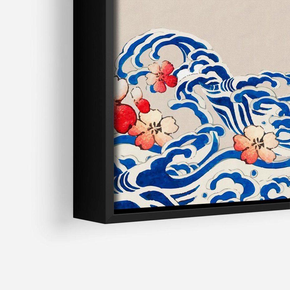 Obraz w ramie 70x50 - Japońska Harmonia: Falujące Kwiaty - japonia, orientalne kwiaty wiśni - rama czarna