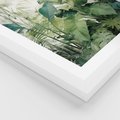 Zestaw obrazy w ramie 40x50 galeria - tropiki, liście, tygrys, papuga, dżungla - rama biała