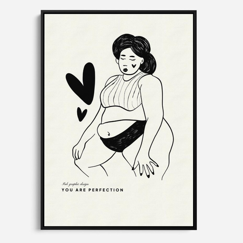 Obraz w ramie 70x100 - Wyrażenie Piękna - rysunek, sztuka nowoczesna - rama czarna