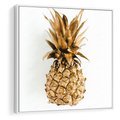 Obraz w ramie 80x80 - Ekskluzywny Akcent - złoty, ananas - rama biała