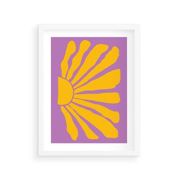 Plakat w ramie 30x40 - Podróżne Kontury - abstrakcyjny plakat, intensywne różowe tło - rama biała