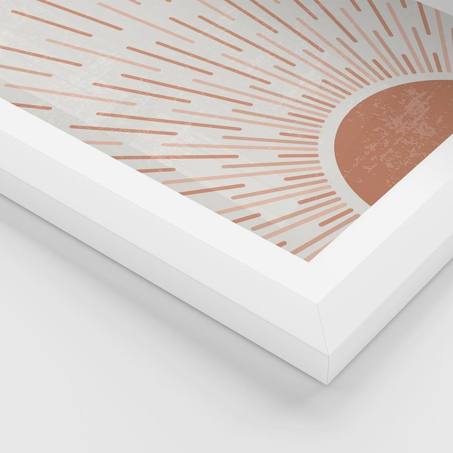 Plakat w ramie 50x70 - Słońce w Stylu Boho - słońce, grafika boho - rama biała