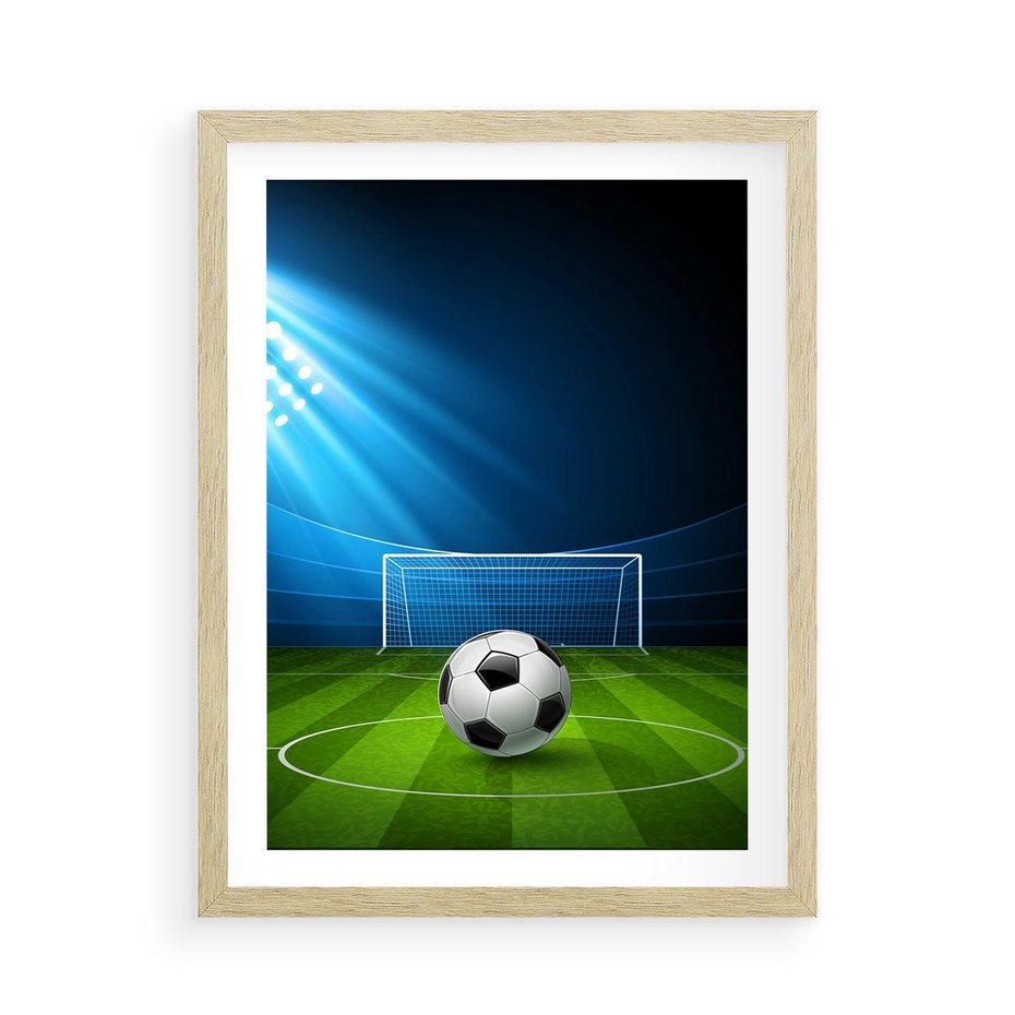 Plakat w ramie 50x70 - Piłkarska ekscytacja w momencie gola - piłka, nożna - rama drewno