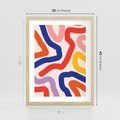 Plakat w ramie 30x40 - Intrygujące Widzenia - abstrakcyjny kolorowy obraz, kolorowe linie - rama drewno