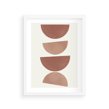 Plakat w ramie 40x50 - Abstrakcyjne Widzenia - abstrakcyjne geometryczne kształty, odcienie brązu i beżu - rama biała