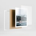 Plakat w ramie 40x50 - Biały Domek - domek w górach, zima - rama biała