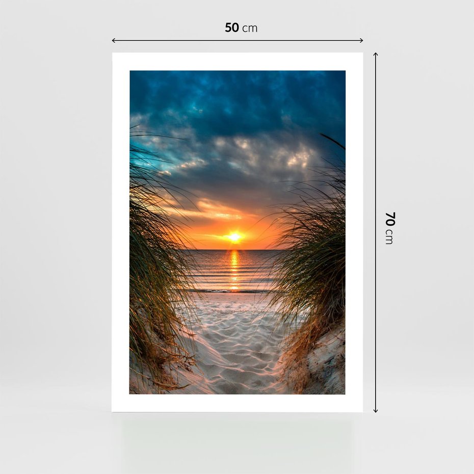 Plakat bez ramy 50x70 - Magia zachodu słońca na plaży - zachód, słońca