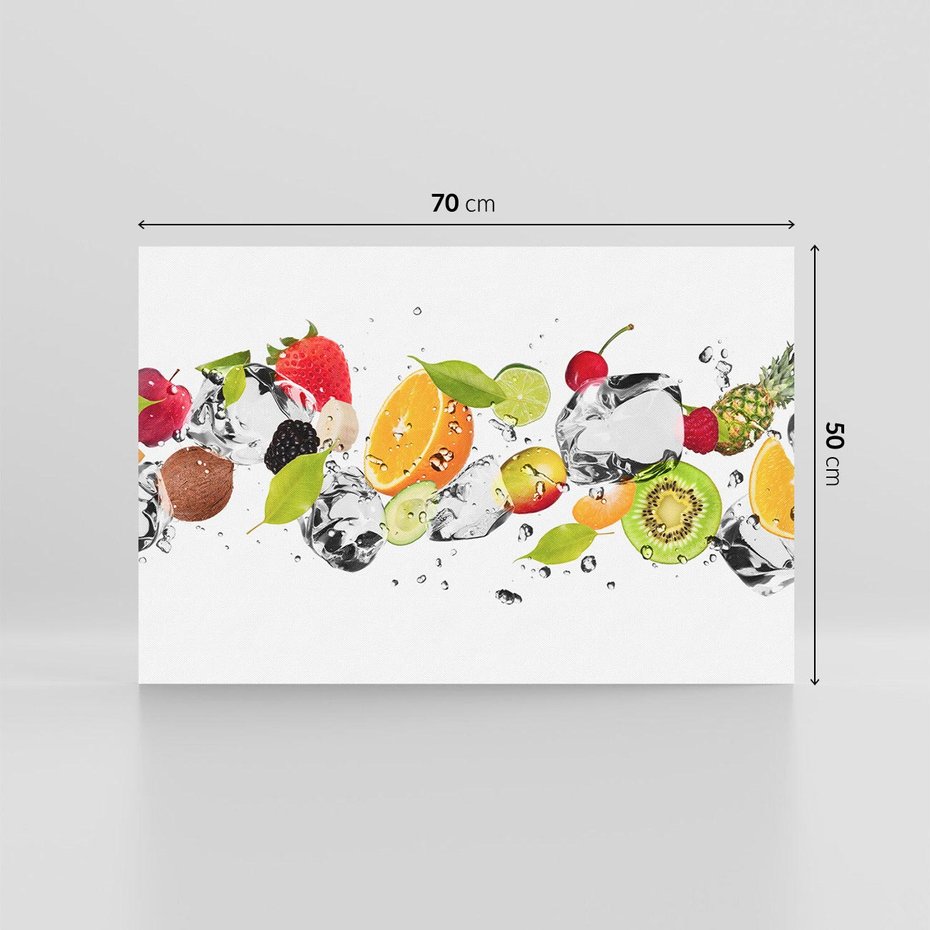 Obraz na płótnie 70x50 - Świeżość letnich owoców - woda, owoce