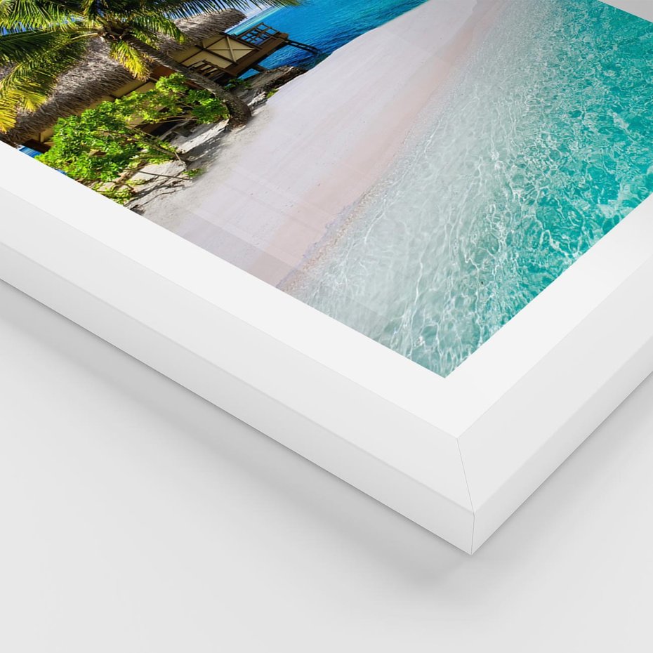 Plakat w ramie 50x70 - Zaklęte palmy tropików - palmy, ocean - rama biała