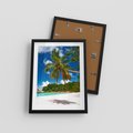 Plakat w ramie 30x40 - Oaza palm na plaży - palma, plaża - rama czarna