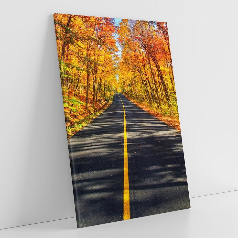 Obraz na płótnie 80x120 - Droga przez jesienny las - droga, las