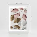 Plakat w ramie 30x40 - Pastelowe Liście z Nutką Złota - liście, pastelowe kolory - rama biała
