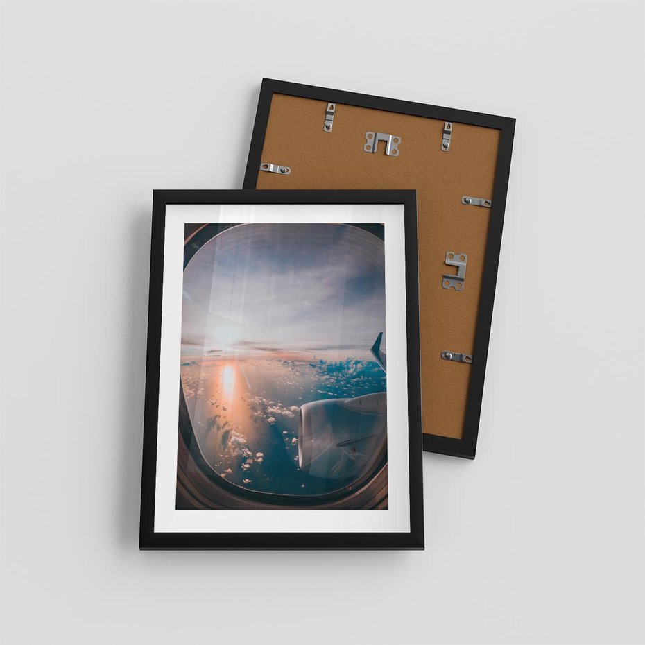 Plakat w ramie 30x40 - Widok z Góry - fotografia, zdjecie z okna samolotu - rama czarna
