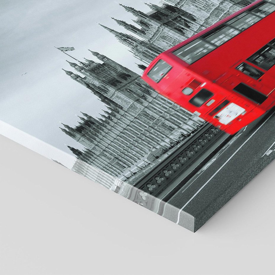 Obraz na płótnie 70x50 - Ikony Londynu: Autobus i Big Ben - Londyn, autobus