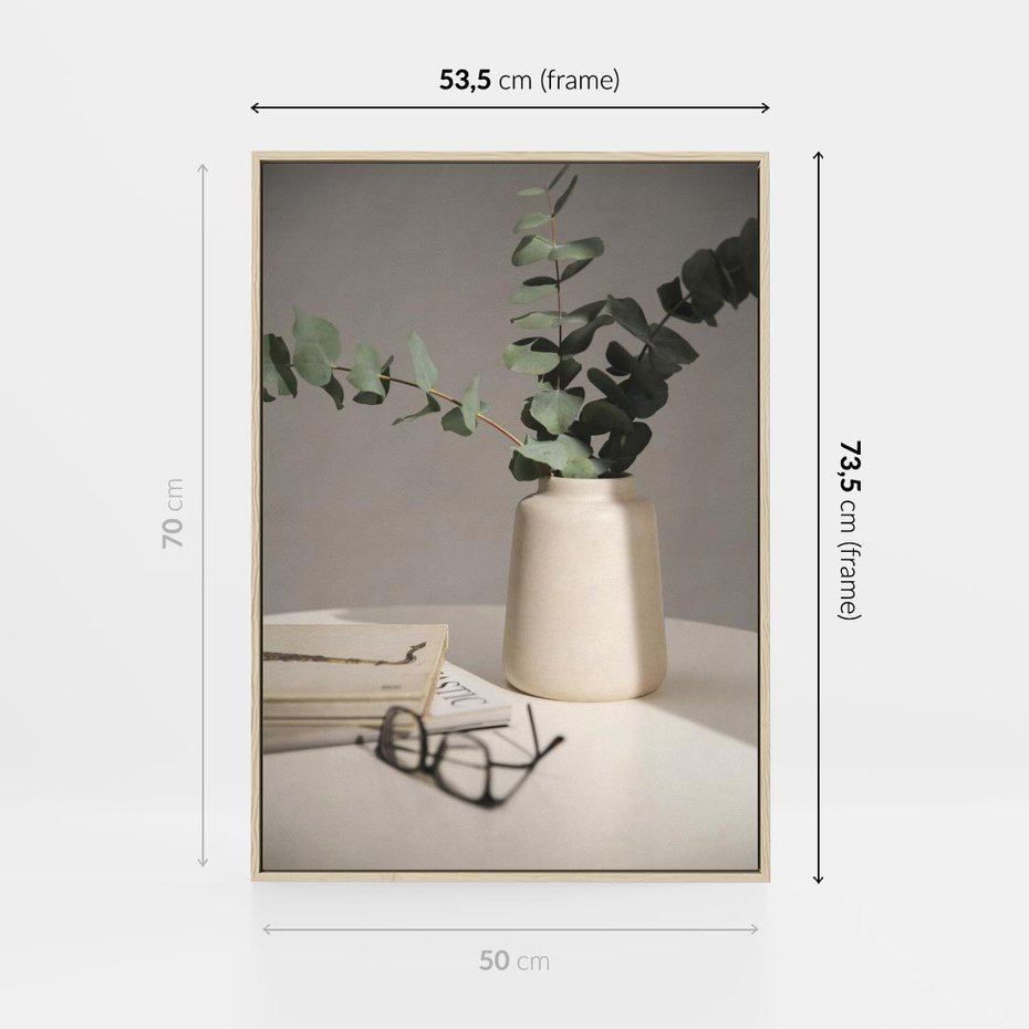 Obraz w ramie 50x70 - Eukaliptusowe liście w okularach - liście, eukaliptus - rama drewno