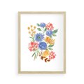 Plakat w ramie 30x40 - Kwiatowe Światło - akwarelowe kwiaty, bukiet - rama drewno