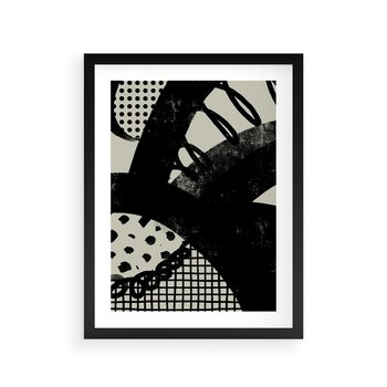 Plakat w ramie 40x50 - Nieznanie Zaskoczenia - bstrakcyjna mroczna kompozycja, nieregularne - rama czarna