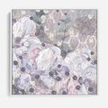 Obraz w ramie 50x50 - Malowane oddechy istnienia - pomieszane tekstury, kwiatowe elementy - rama biała